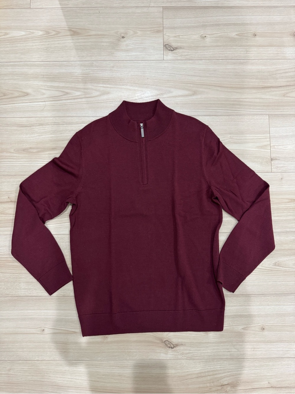 Men's Zip-Neck Sweater in Burgundy